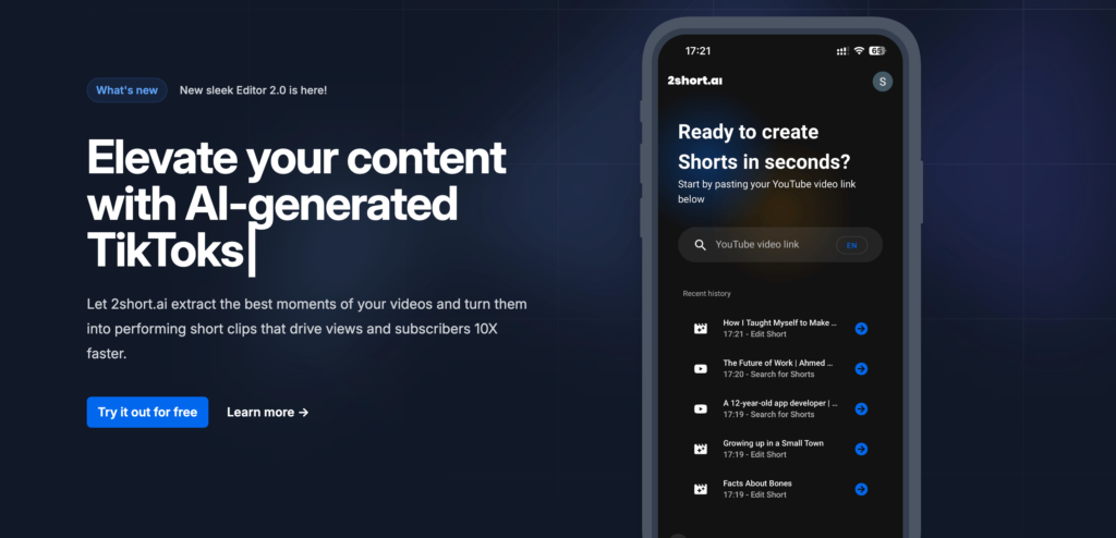 2short.ai AI YouTube Shorts generator min