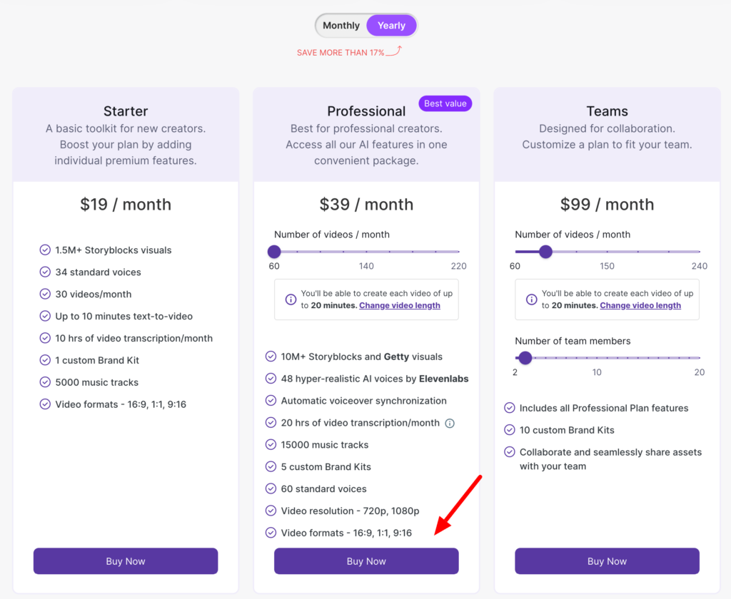 Pictory pricing page min