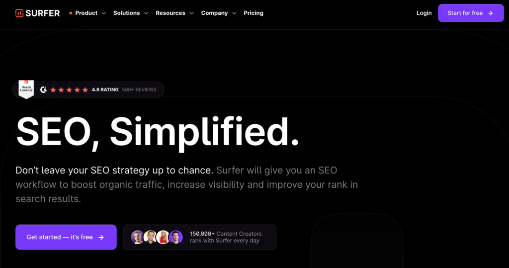 Surfer — SEO simplified. min