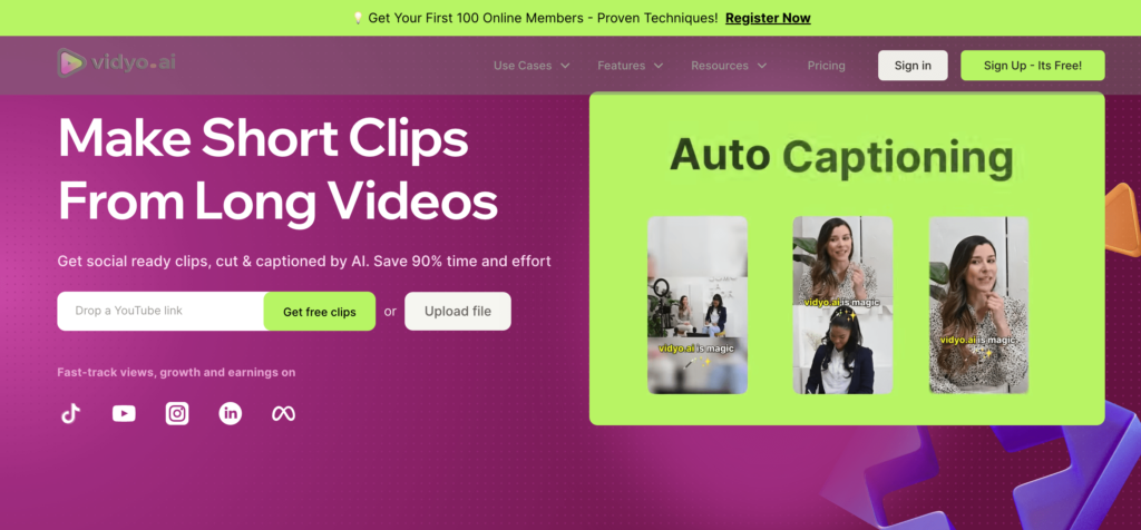 vidyo.ai Get Viral Clips with Our Video AI Repurposing Platform min